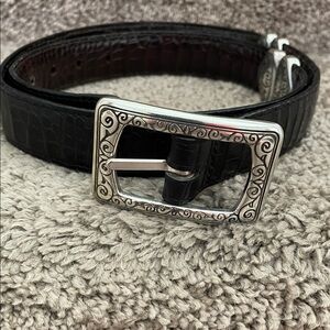 Brighton Reversible Black/Brown Leather Belt with Silver Buckle